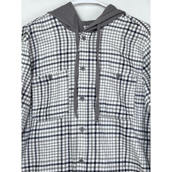 Original Use Mens Large White/Gray Button Front Long Sleeve Skater Y2K Hoodie - Picture 7 of 7